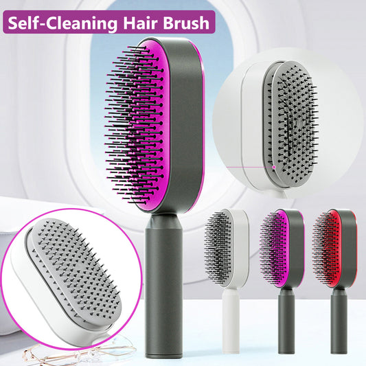Self-Cleaning Scalp Massage Hair Brush – One-Button Hair Removal, Anti-Static Air Cushion Comb for Women
